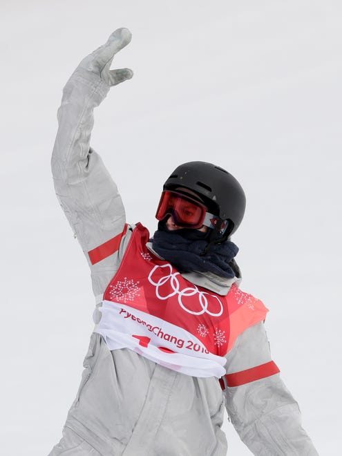 Silver medalist Kyle Mack, of West Bloomfield, reacts during the men's Big Air snowboard competition at the 2018 Winter Olympics in Pyeongchang, South Korea, Saturday, Feb. 24, 2018.
