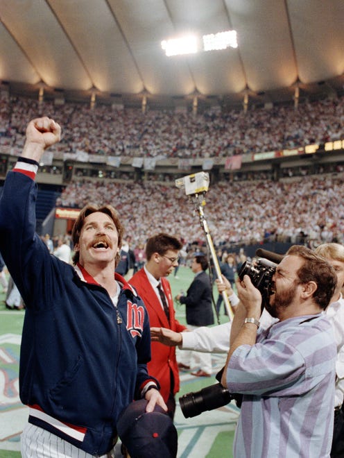 Minnesota Twins pitcher Jack Morris celebrates after the Twins won the World Series championship against the Atlanta Braves in Minneapolis, Minn., Sunday, Oct. 26, 1991.  Morris was named Most Valuable Player of the series.  Minnesota won 1-0 in the 10 inning.