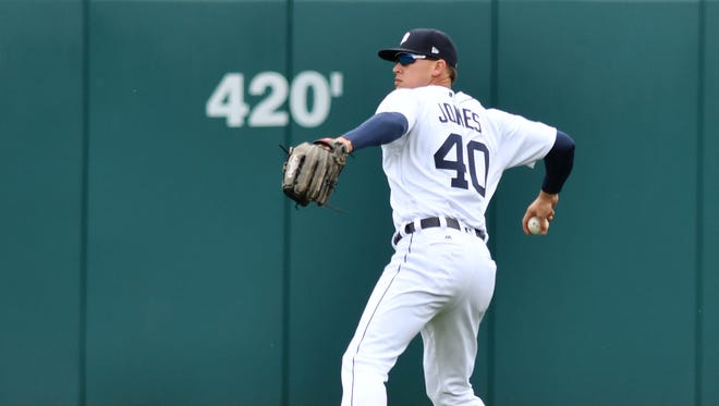 Center field: JaCoby Jones. This still could be some wishful thinking. The Tigers desperately want Jones, 25, to be their center fielder of the future. The athleticism and defense are so impressive, but he's gotta hit, at least a little, and that'll require hitting right-handed pitching and curveballs.