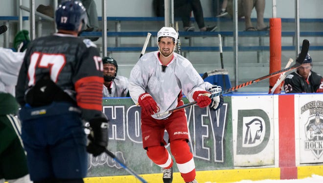 Red Wings forward Dylan Larkin has become a regular participant in Steven Oleksy’s summer hockey league at Mount Clemens Ice Arena.