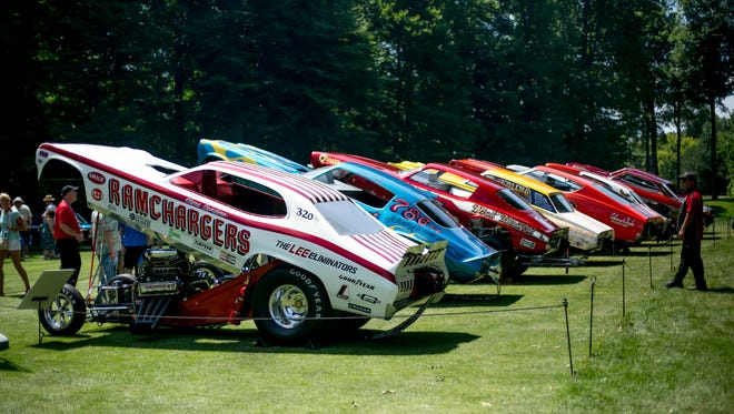 Funny Cars on display at the 40th annual Concours d'Elegance of America.