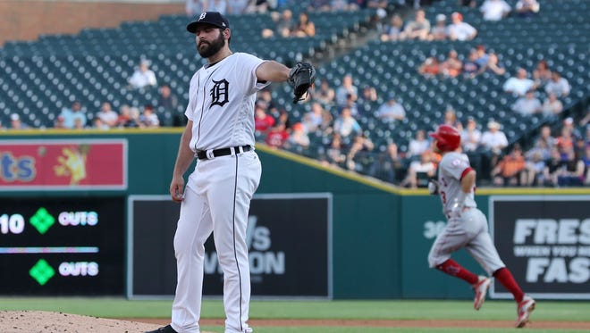 Tigers starting pitcher Michael Fulmer allows a home run to former Tiger Ian Kinsler earlier this season.