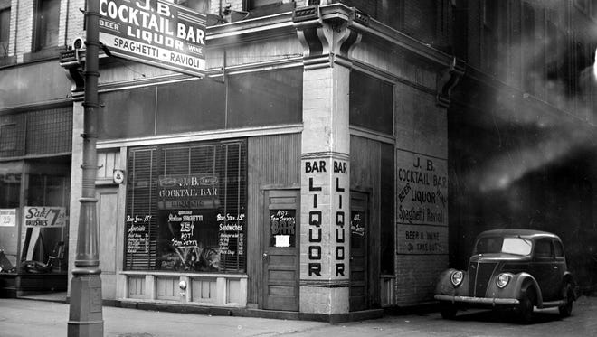 The J.B. Cocktail Bar at 723 Bates was photographed on Nov. 30, 1937, 
shortly after a man there "received knock-out drops and died," according to the photographer's notes.
