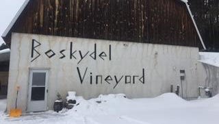 The tasting room at Boskydel Vineyard was housed in a barn, which also contained storage and a bottling area.