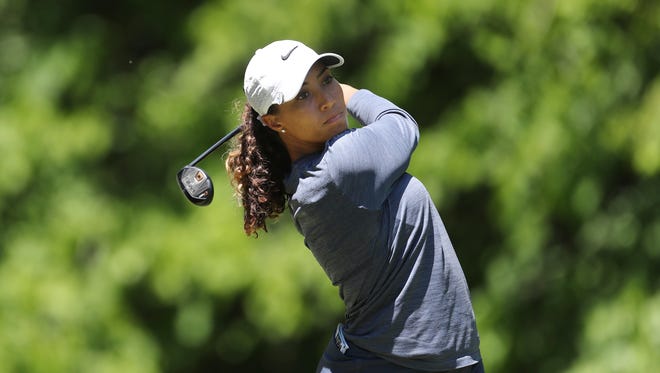 Cheyenne Woods drives on the seventh hole during the second round.