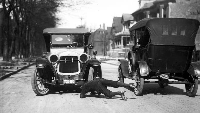 A safety campaign in Detroit in the 1920s included a depiction of the dangers of children roller skating in the street.