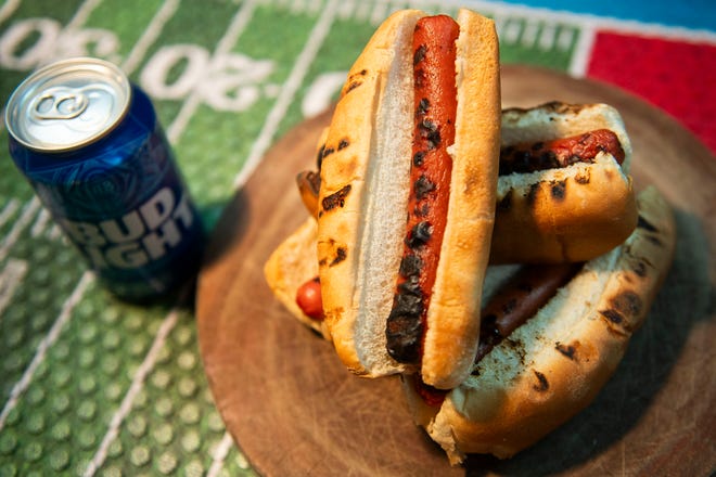 Grilled beef hotdogs will be featured as part of a special menu for the NFL draft at Table No. 2, an upscale restaurant located in Detroit's Greektown.