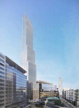 Bedrock released the new renderings Sunday, which include a stepped tower rising to a height of 912 feet.