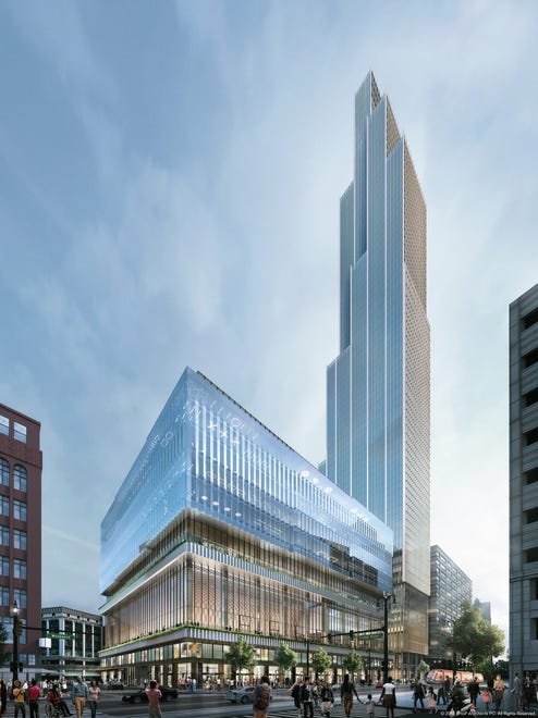 Bedrock Detroit reveals a new design for the tower at the old Hudson department store site.