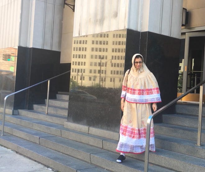 Dr. Jumana Nagarwala of Northville outside federal court in Detroit in September.