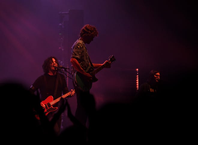 The Raconteurs', from left, Jack White and Brendan Benson on guitars, and Jack Lawrence on bass.