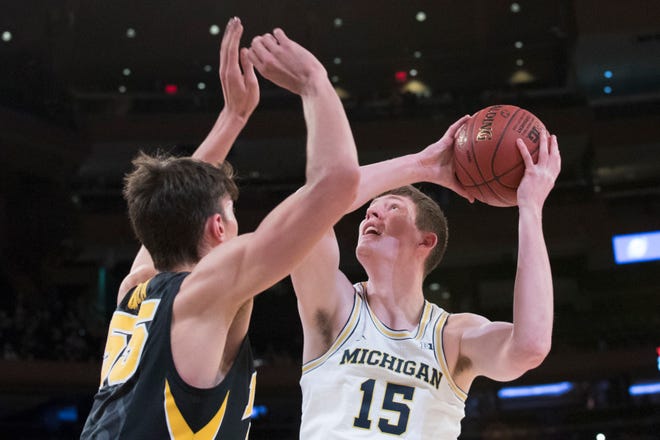 The last time Jon Teske (15) and Michigan visited Madison Square Garden, the Wolverines won four games in four days to win the 2018 Big Ten tournament title.
