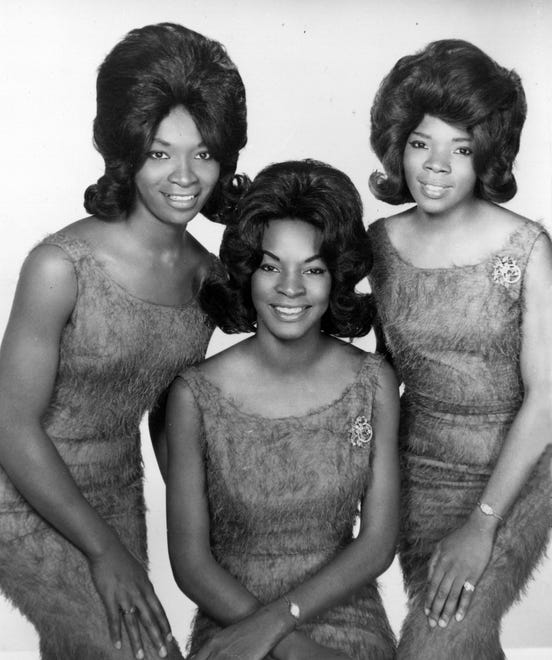 Martha Reeves and the Vandellas, wearing some serious hair,  pose for a publicity photo in 1965.