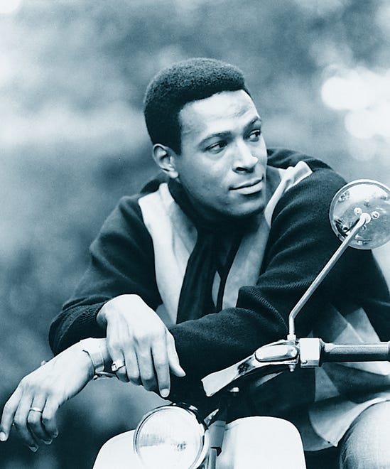 Marvin Gaye, seen circa 1964, was Motown's prince of soul, with a phenomenal range of of styles.  His early Motown career featured romantic duets with Diana Ross, Mary Wells and especially Tammi Terrell ("Ain't No Mountain High Enough").  His landmark song "What's Going On" in 1971 was inspired by unrest of the Vietnam War.