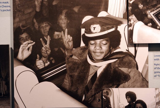 Young Michael Jackson is seen on a tour bus in a photo from an expanded Jackson 5 exhibit at the Motown Historical Museum in 2010, marking the one-year-anniversary of Michael Jackson's death.