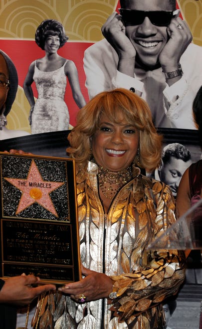 Claudette Robinson of the Miracles (and ex-wife of Smokey Robinson) shows off a Hollywood Walk of Fame Star for her former group at the Motown 50 Golden Gala at the Renaissance Center on Nov. 21, 2009.