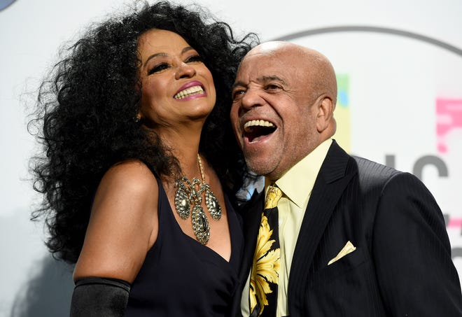 Lifetime Achievement Award winner Diana Ross, left, and Berry Gordy pose in the press room at the American Music Awards on Nov. 19, 2017, in Los Angeles.