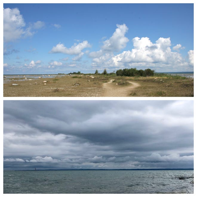 The same location on Old Mission Peninsula is seen at top on Sept. 4, 2011, and at bottom on Sept. 3, 2019.