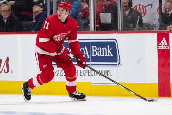 Red Wings defenseman Dennis Cholowski has two assists in five games this season.