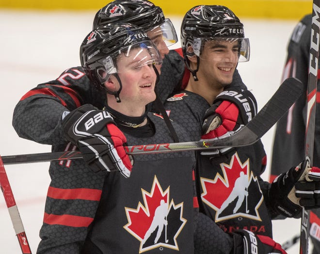 Canadian winger Alexis Lafreniere, left, is the consensus No. 1 prospect for the 2020 NHL Draft.