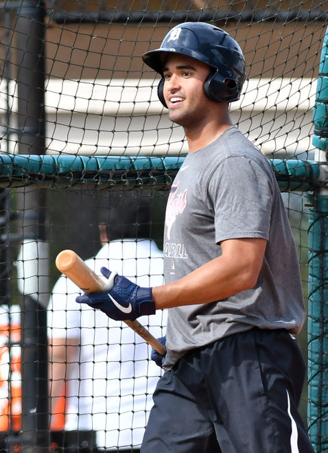 Tigers prospect Riley Greene after a good rip in batting practice.