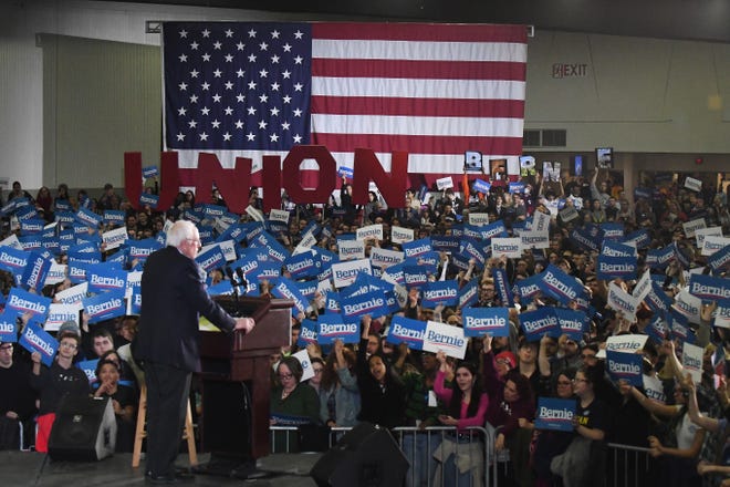 Presidential candidate Bernie Sanders speaks at TCF Center.