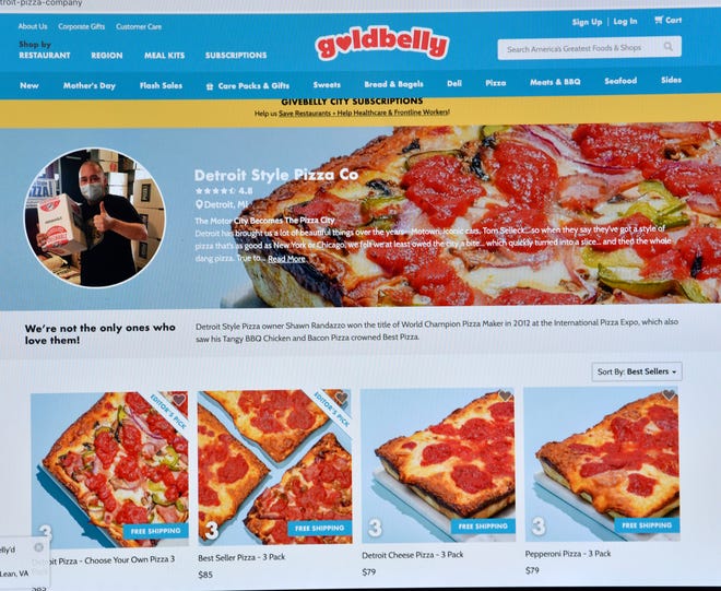 A portrait of Detroit Style Pizza Company co-owner Shawn Randazzo and his pizza is featured on the goldbelly website.