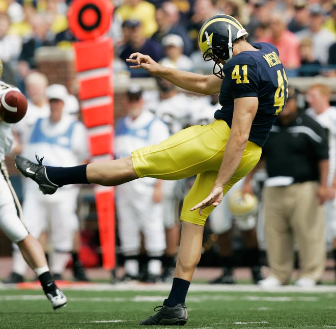 PUNTER – Zoltan Mesko, 2006-09: Mesko was two-time first-team All-Big Ten in 2008 and 2009. He holds the Michigan records for most punts, 80 in 2008, and in his career, with 252. He set a record for most yardage punting in a season with 3,436 in 2008 and career with 10,703.