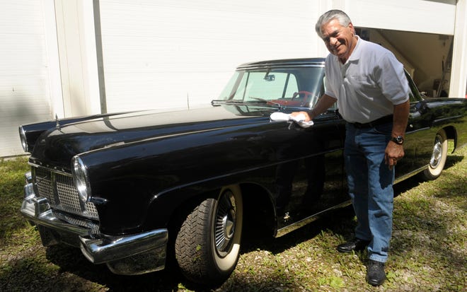 Vaughn Koshkarian with his 1956 Lincoln Continental Mark II, in Milford, August 5, 2015.