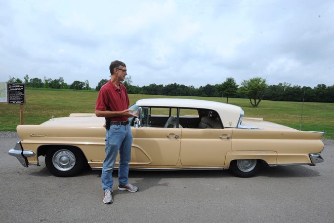 Tom Thornton shows off his 1959 Lincoln Continental Mark IV at Heritage Park in Farmington Hills, Michigan on August 15, 2016.
