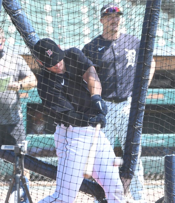 Tigers second draft pick Dillon Dingler takes some swings in the cage.