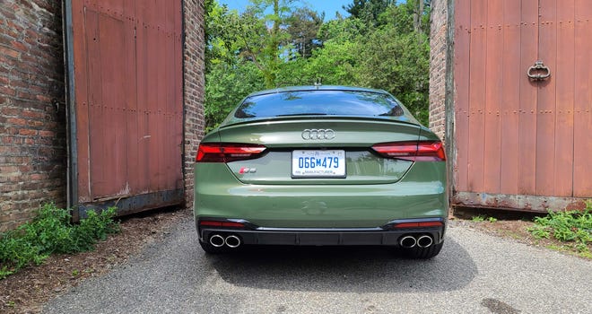 The quad exhaust pipes give away the 2020 Audi S5 Sportback.