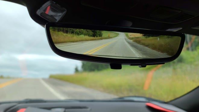 An available camera mirror helps with the 2020 Chevy Corvette's rear visibility.