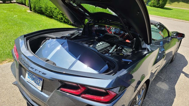 Go topless. The roof of the 2020 Chevy Corvette can be stored in the trunk of the car.