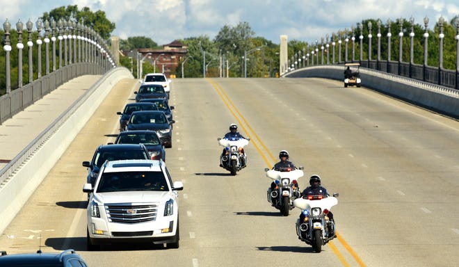 Every procession is escorted onto the island by a hearse and officers from the Detroit Police Department Motor Unit.