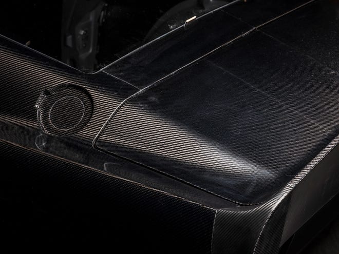 A look at the carbon fiber body work on the GT500CR, which was created from Shelby molds.