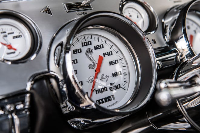 Interior: 200mph speedometer with signature Shelby white face gauges.