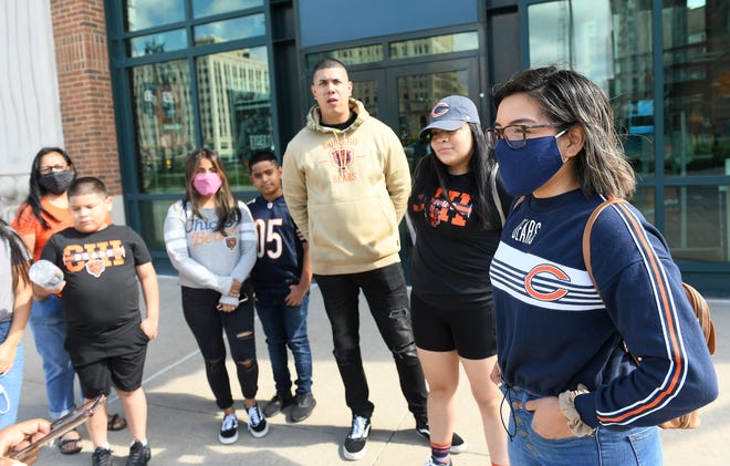 Laura Mata, 31, of Chicago talks about her family wanting to drive to Detroit for the opening of the Bears season.  Detroit Lions vs Chicago Bears at Ford Field in Detroit on Sept. 13, 2020.
