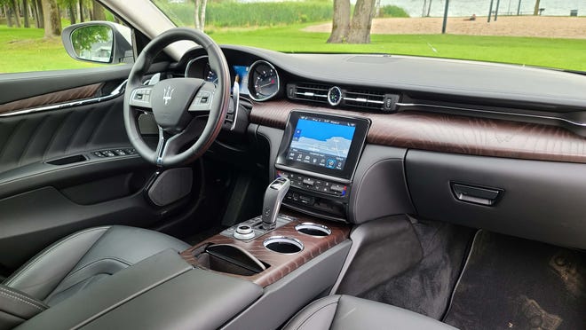 The interior of the 2020 Maserati Quattroporte S Q4 shares console tech with Jeep products. The UConnect system is efficient — but lags luxury competitors in glamour.