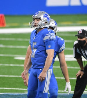 Lions kicker Matt Prater missed a 55-yard field-goal attempt in Sunday's loss to the Bears.