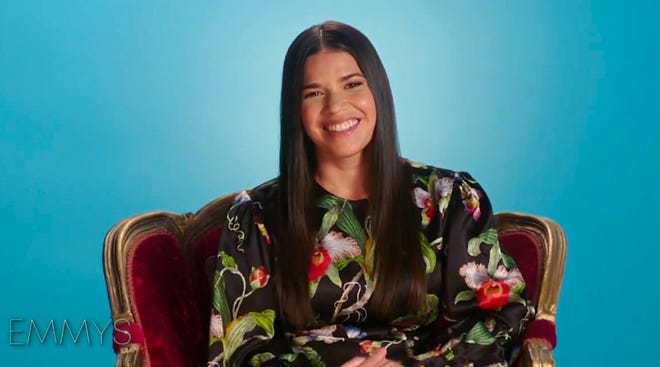 In this video grab captured on Sept. 20, 2020, courtesy of the Academy of Television Arts & Sciences and ABC Entertainment, America Ferrera speaks during the 72nd Emmy Awards broadcast.