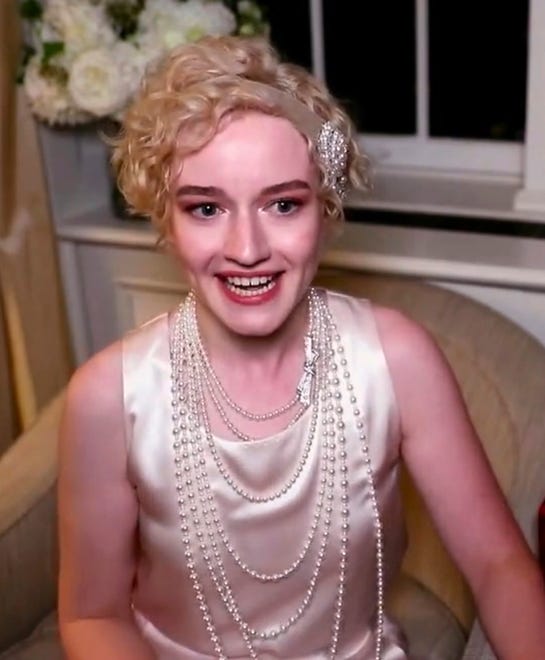 In this video grab captured on Sept. 20, 2020, courtesy of the Academy of Television Arts & Sciences and ABC Entertainment, Julia Garner accepts the award for outstanding supporting actress in a drama series for "Ozark" during the 72nd Emmy Awards broadcast.
