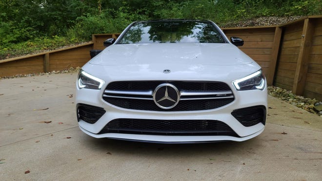The 2020 Mercedes-AMG CLA 35 wears the brand badge proudly.