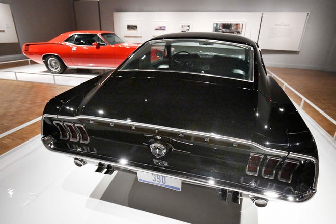 A 1967 Mustang by Ford Motor Company at the "Detroit Style: Car Design in the Motor City, 1950-2020" show at the Detroit Institute of Arts in Detroit, Michigan  on November 10, 2020.
