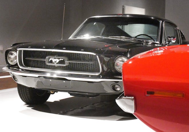 A 1967 Mustang by Ford Motor Company at the "Detroit Style: Car Design in the Motor City, 1950-2020" show at the Detroit Institute of Arts in Detroit, Michigan  on November 10, 2020.