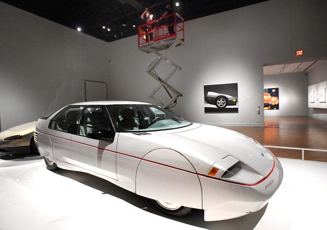 The Probe IV, 1983, by Ford Motor Company at the "Detroit Style: Car Design in the Motor City, 1950-2020" show at the Detroit Institute of Arts in Detroit, Michigan  on November 10, 2020.