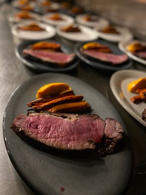 A steak and carrots dish from chef Javier Bardauil, who is opening Barda in Detroit later this spring.