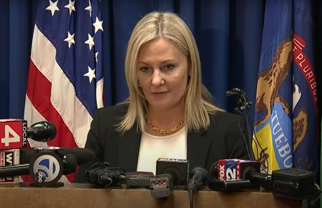 Oakland County Prosecutor Karen McDonald held a press conference on Wednesday, Dec. 1, 2021, where she explained 24 felony charges in connection with the Oxford High School shooting that killed four students and wounded seven others, including a teacher.