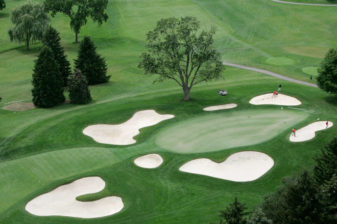 Aerial photo of the south course holes at Oakland Hills Country Club before the 2008 PGA Championship.