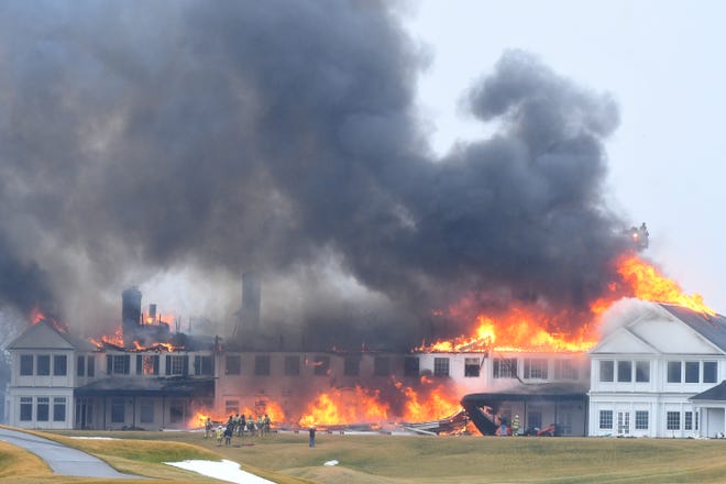 Fire at the main building of Oakland Hills Country Club in Bloomfield Township, Michigan on February 17, 2022.